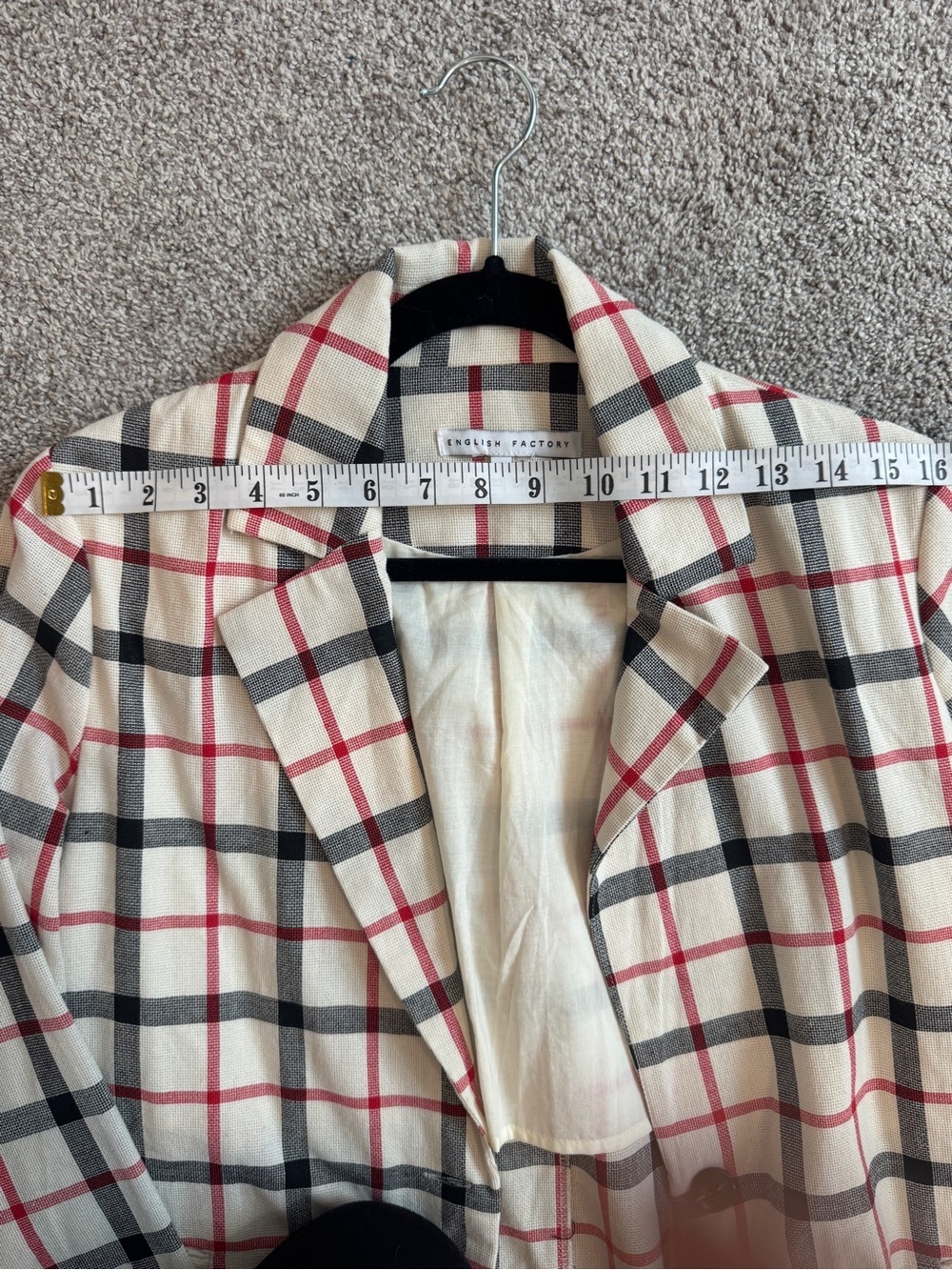 NWOT English Factory Plaid Longline Blazer Jacket | Small - Picture 3 of 9